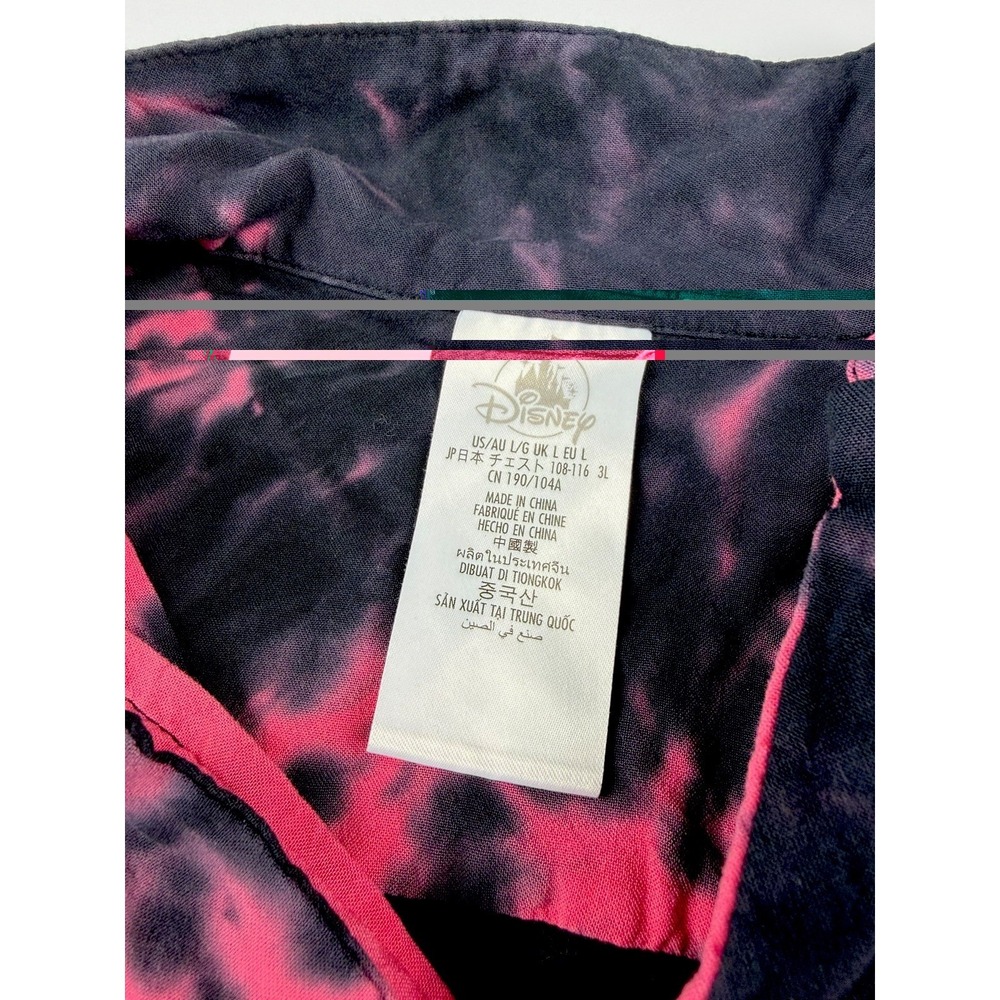 Disney Mickey Mouse Tie Dye Button Up Shirt Pink Black Size Large - Picture 9 of 12
